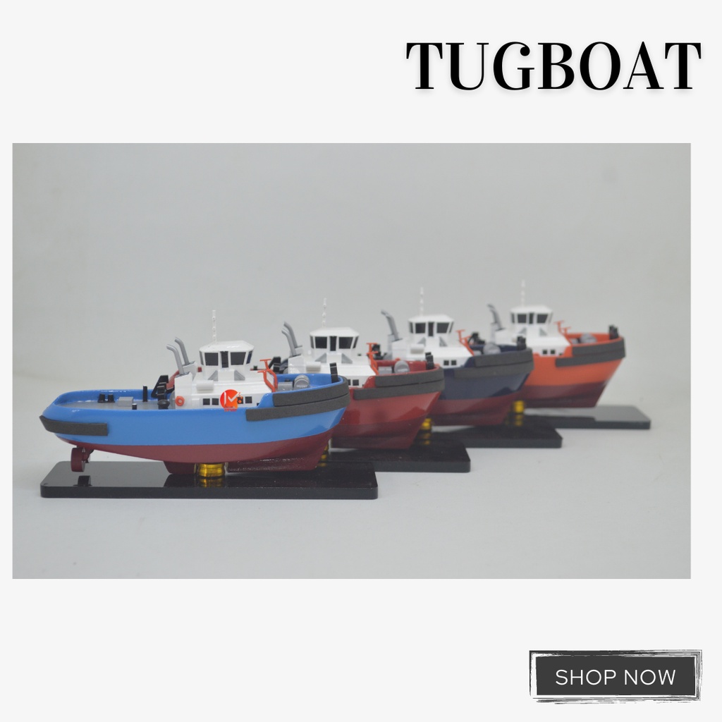 Miniatur Kapal Tugboat/ Souvenir/ Pajangan Kapal/ Replika Kapal