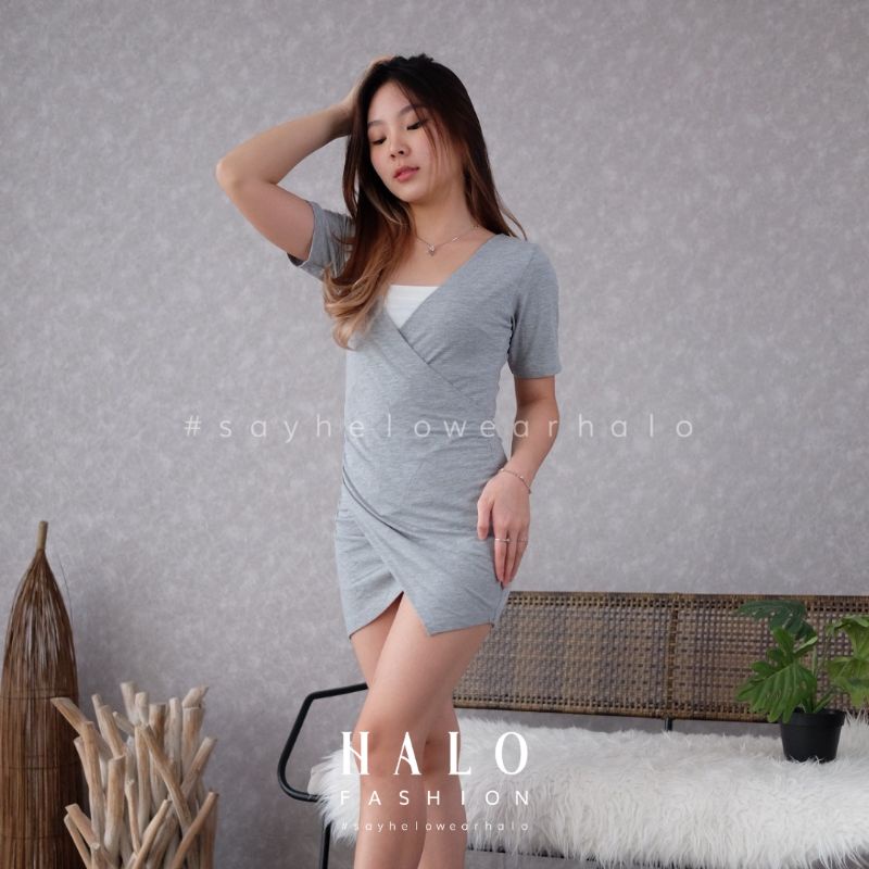 [HaloFashion] Cecilia Sexy Bodycon Dress Mini Dress Basix Dress Korean Fashion-4