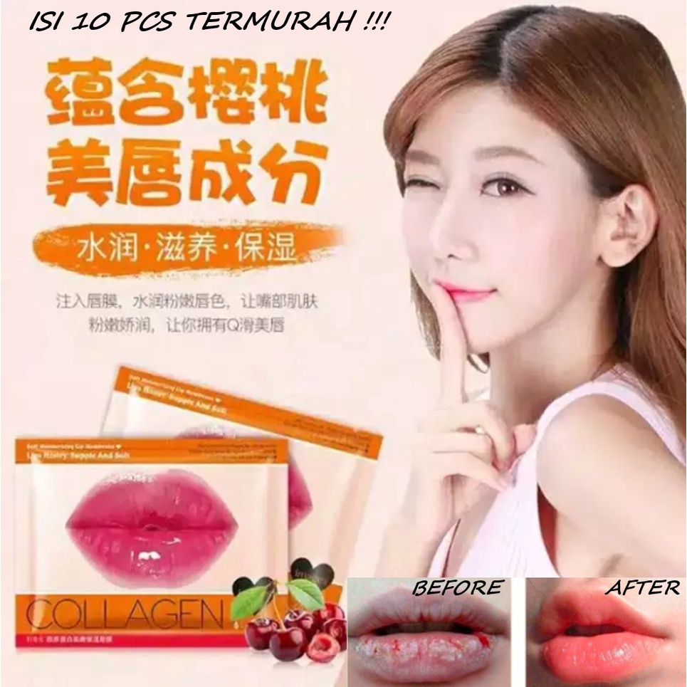 10 Pcs Masker Bibir Images Lip Mask Collagen Honey Supple &amp; Soft Collagen / Masker Bibir Korea Pelembab Bibir Merah Pink Alami Pelengkap Kosmetik Wanita Lipbalm, Lipgloss, Liptint, Lipstik Make Up TERLARIS