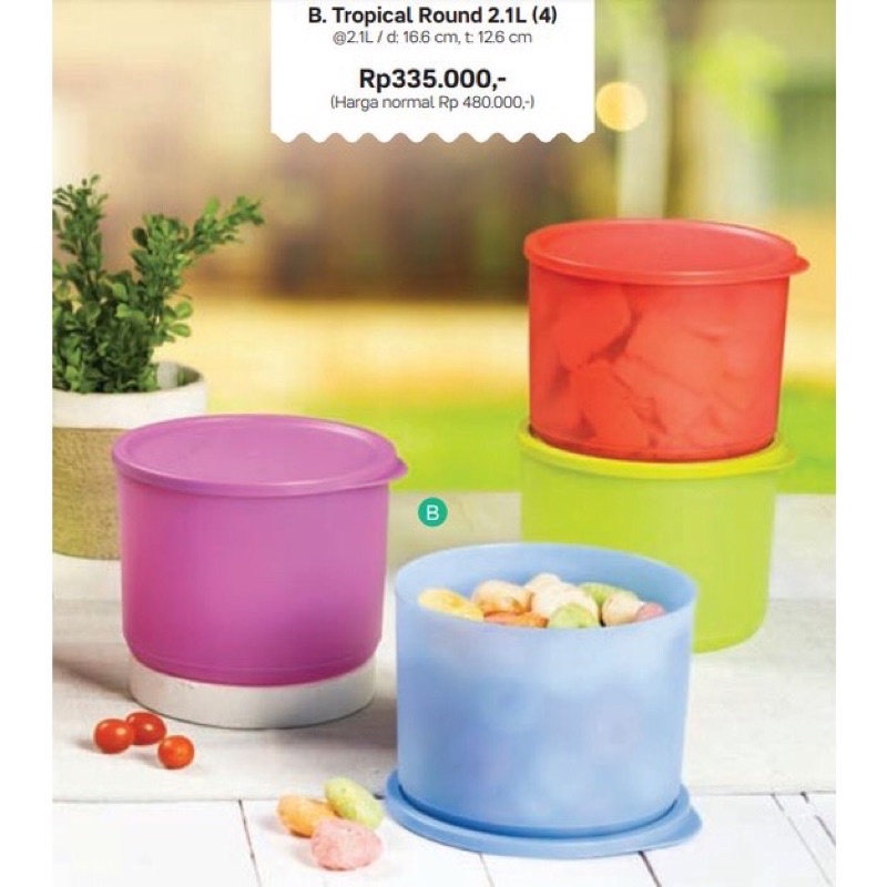 Tupperware Tropical Round 2,1L 4pcs toples / kotak makan bulat