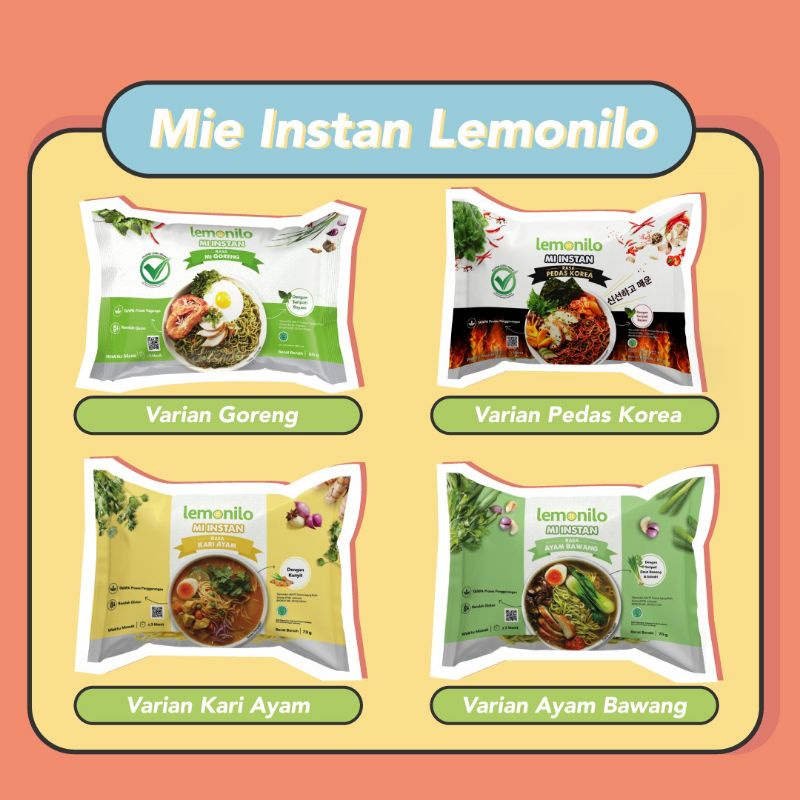 

Mie Lemonilo goreng, ayam kari, ayam bawang, pedas korea 80 gram