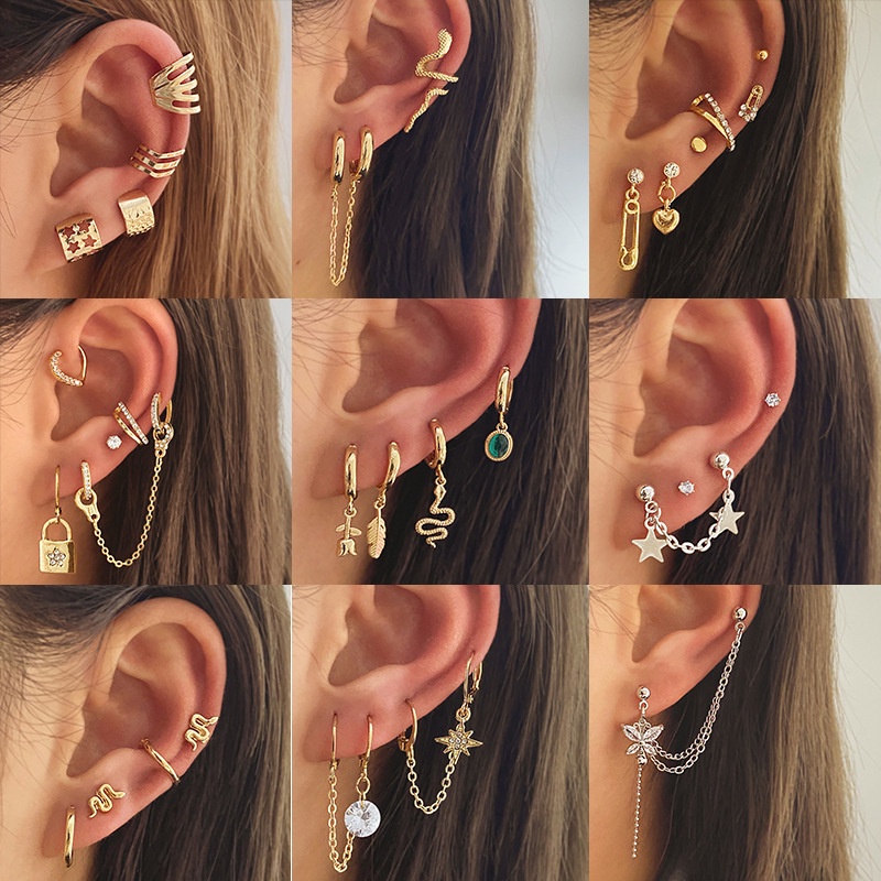 Anting Rumbai Kupu-Kupu Geometris Aksen Mutiara Berlian Imitasi Bahan Logam Gaya Eropa Amerika