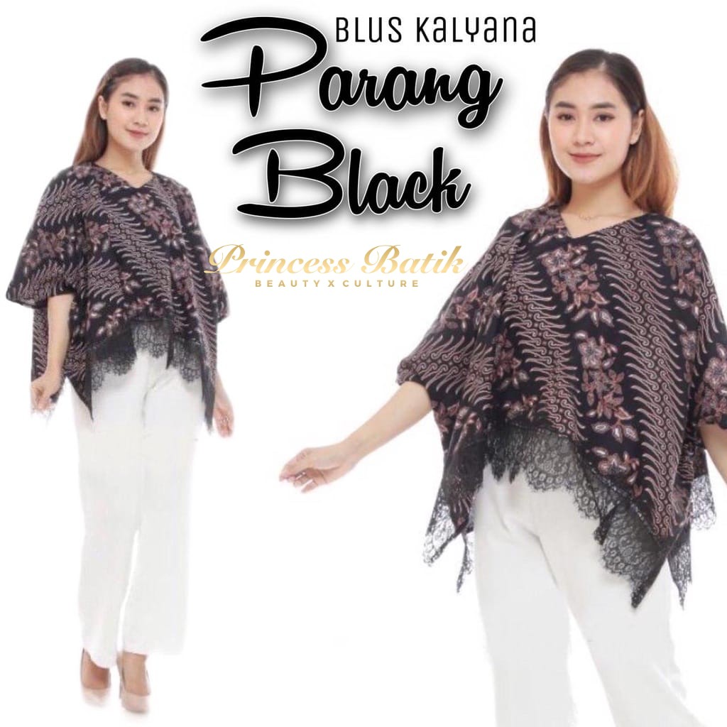 NEW ARRIVAL BLUS KALYANA PARANG BLACK BLUS BATIK BROKAT SUPER JUMBO XXXXXXL 6L BLOUSE BLUS BROKAT  S