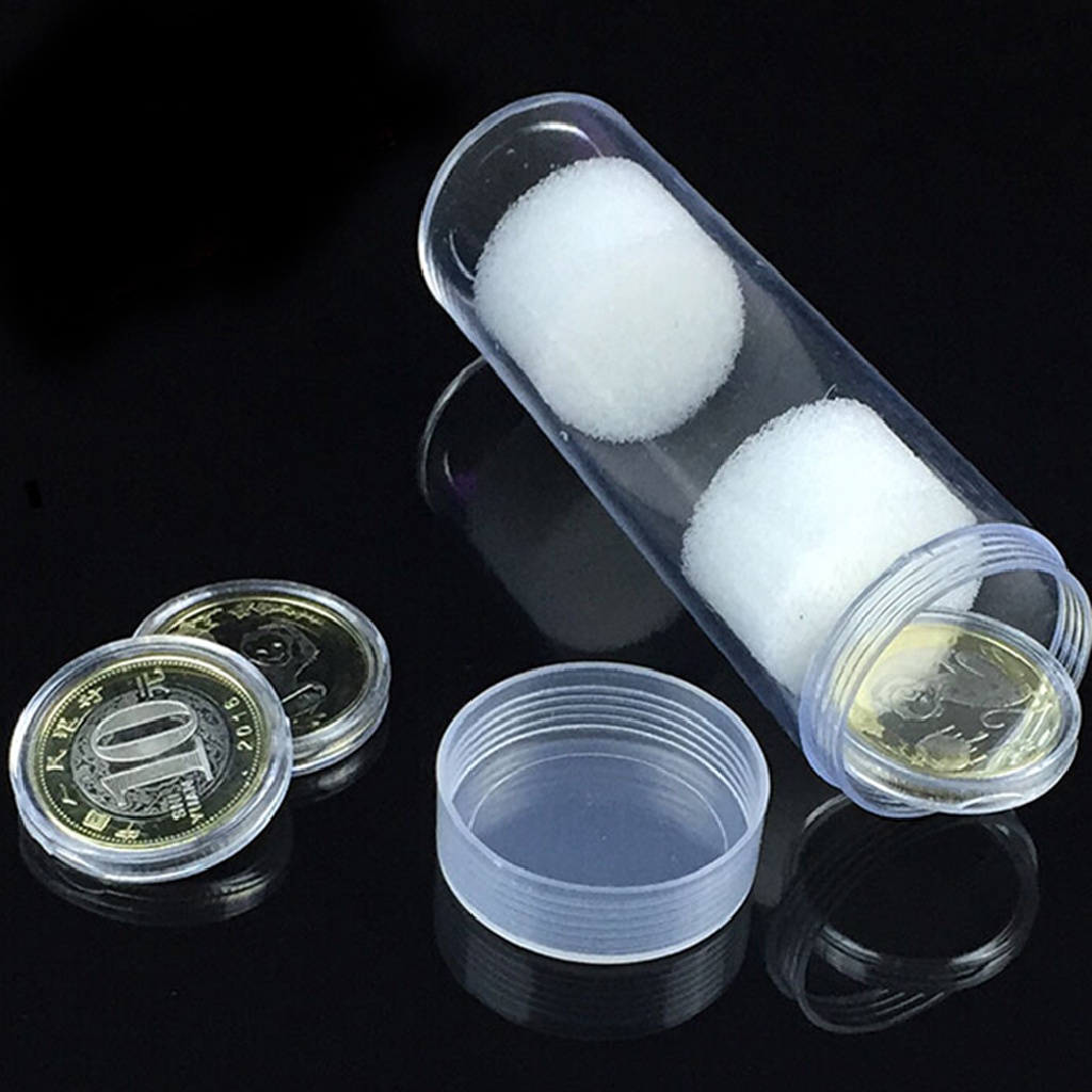 [tiantianbaofu] 1pcs 30mm Applied Clear Round Cases Coin Storage Protective Tube Holder Plastic Boutique