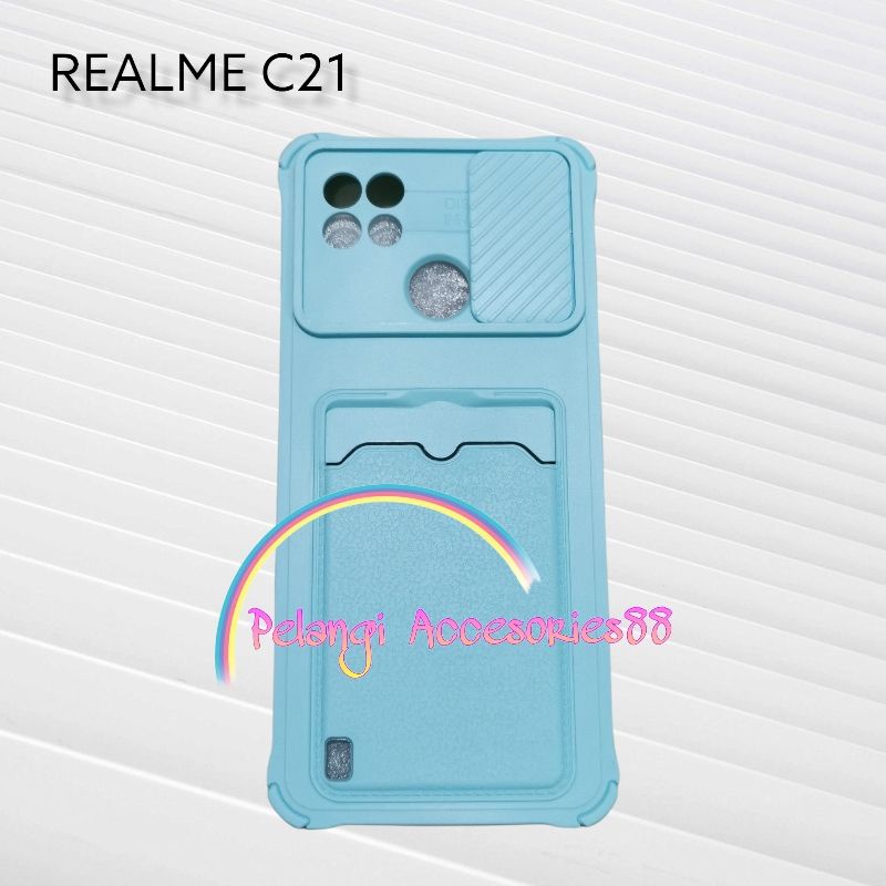 CASE REALME C21 CASE SOFTCASE SLEDING SLOT CARD WARNA WARNI