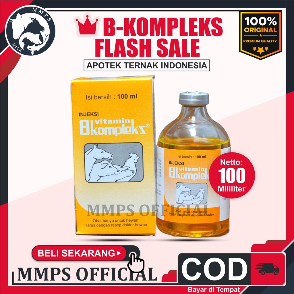 MEDION INJEKSI VITAMIN B KOMPLEKS 100ml VITAMIN AYAM SAPI KAMBING KUDA - Injeksi Vitamin B Kompleks 