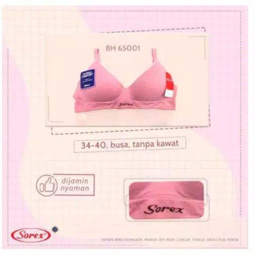ORIGINAL Bra BH Tanpa Kawat Busa Tipis Super Nyaman Sorex 65001 Asli dan Murah