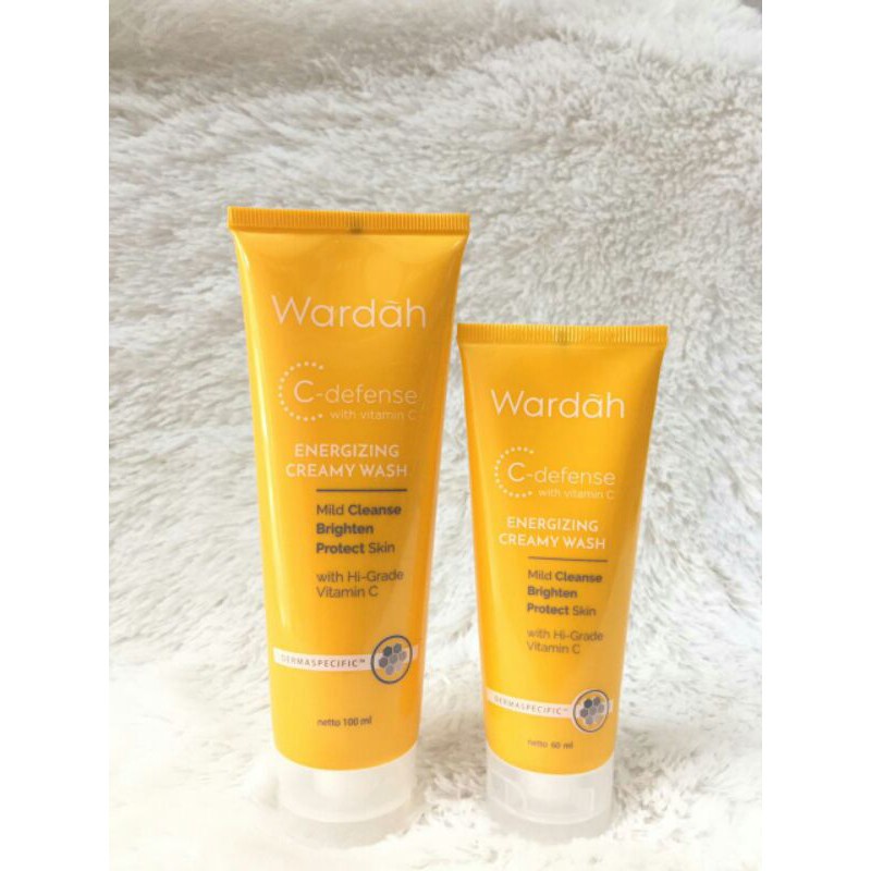 (Pembersih Wajah) Wardah C-Defense Energizing Creamy Wash / WHIP Foam 100 ml / 60 ml / 50 ml - Skincare  Vitamin C Menjaga Kelembaban Mencerahkan Wajah -  Defence - Facial Wash Sabun Cuci Muka Pencuci Wajah Cleanser Pemcuci