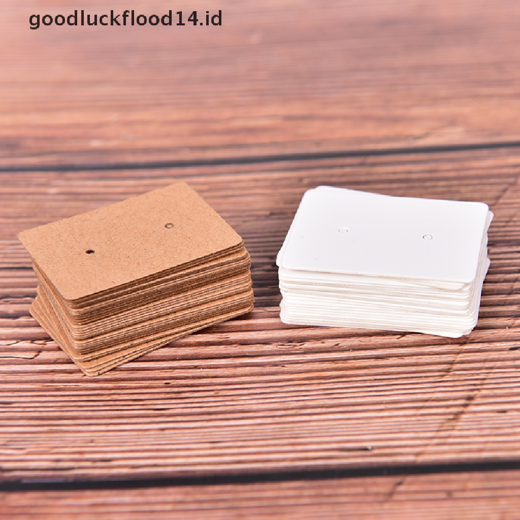 100pcs Kartu Tag Gantung Kosong Bahan Kertas Kraft Untuk Anting Stud