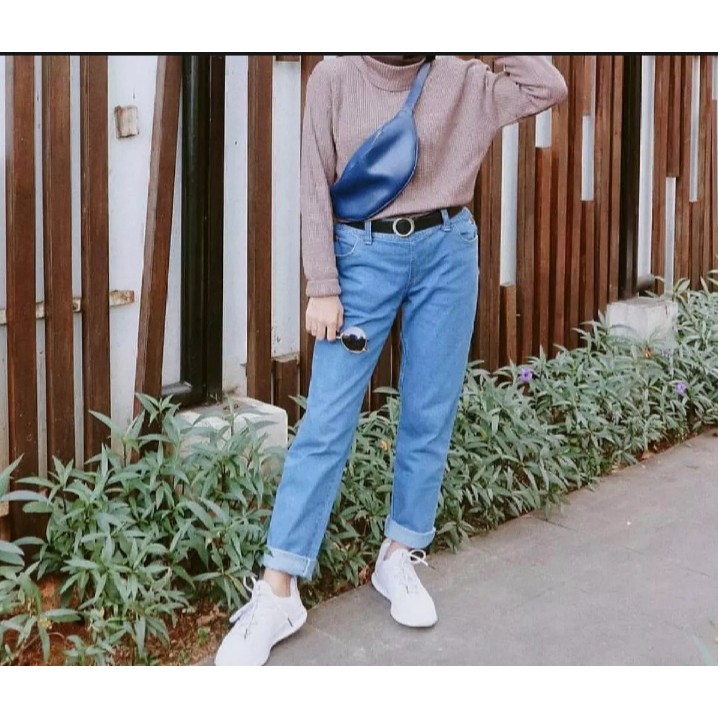 BOYFRIEND JEANS / CELANA JEANS WANITA/ BF POLOS/ CELANA 2021/ CELANA JEANS HIJAB TERMURAH