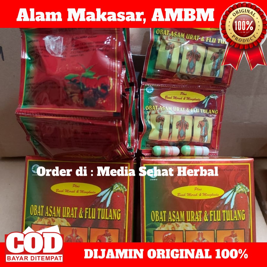 Ecer 1 Sashet Asam urat FLU Tulang AMBM, Alam Makasar, Original 100%