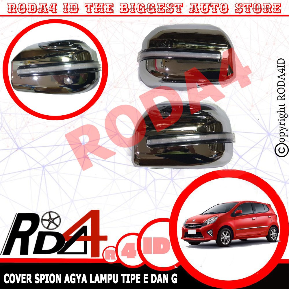 RUNNING SEIN LED Cover Spion Mobil Agya TRD , G  Chrome dengan Lampu