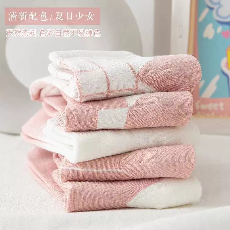 Gobra ♕ KK039 Kaos Kaki (Tanpa Kemasan) Wanita Tipis Pendek Semata Kaki Motif Pinky Kotak Fashion Korea Women Sock Import Murah