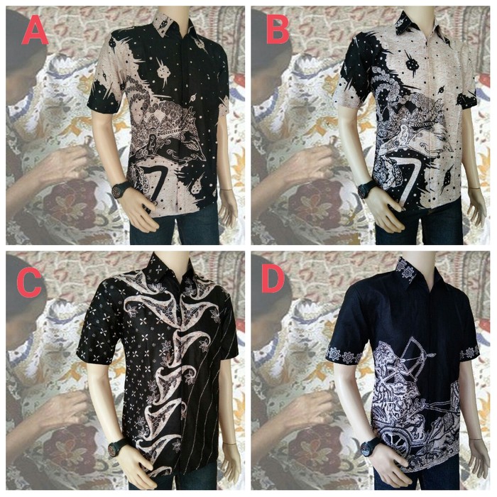 KEMEJA BATIK PRIA MOTIF WAYANG BATIK PEKALONGAN BATIK PRIA MODERN - Hitam- M
