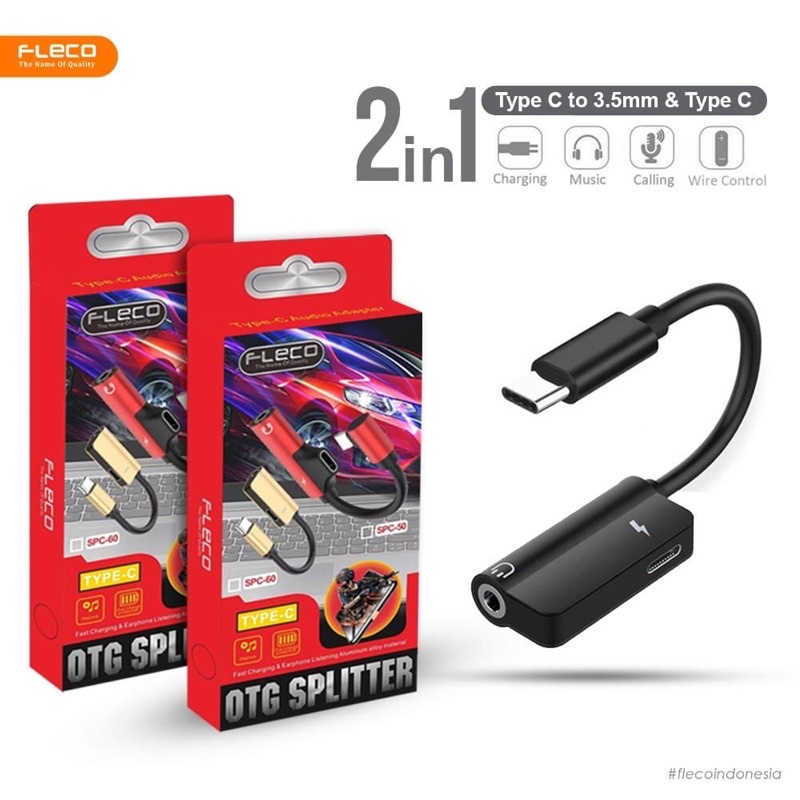 SPLITTER KABEL HIGHSPEED 2IN1 SPC50 DAN SPC60 FOR JACK AUDIO TYPE C ANDROID MUSIC CHARGING