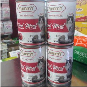 makanan basah kucing kaleng Yummy cat Red Meat 400g