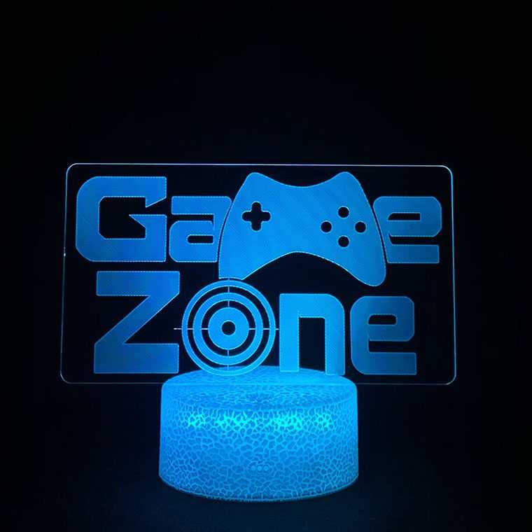 Lampu 3D RGB LED Transparan Design Night Light Game Zone LD321