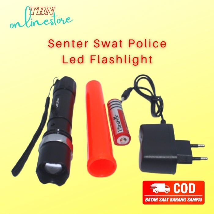 Senter Swat Police Led Flashlight - 5 Mode Nyala Super Terang