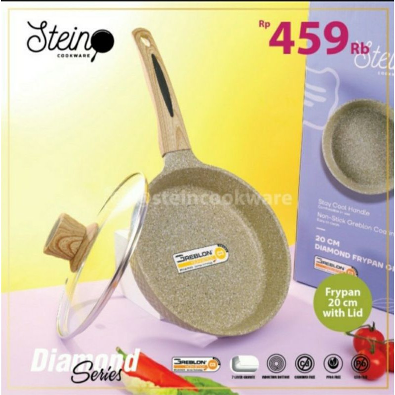 Stein Steincookware Frypan 20 cm Diamond Series plus Tutup Kaca