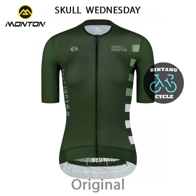 MONTON 2022 SKULL WEDNESDAY II GREEN Women Short Sleeve Cycling Jersey Sepeda