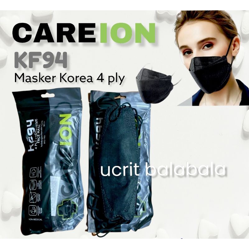 CAREION KF94 MASKER KOREAN 4 PLY DISPOSABLE MASK KF 94 - HITAM