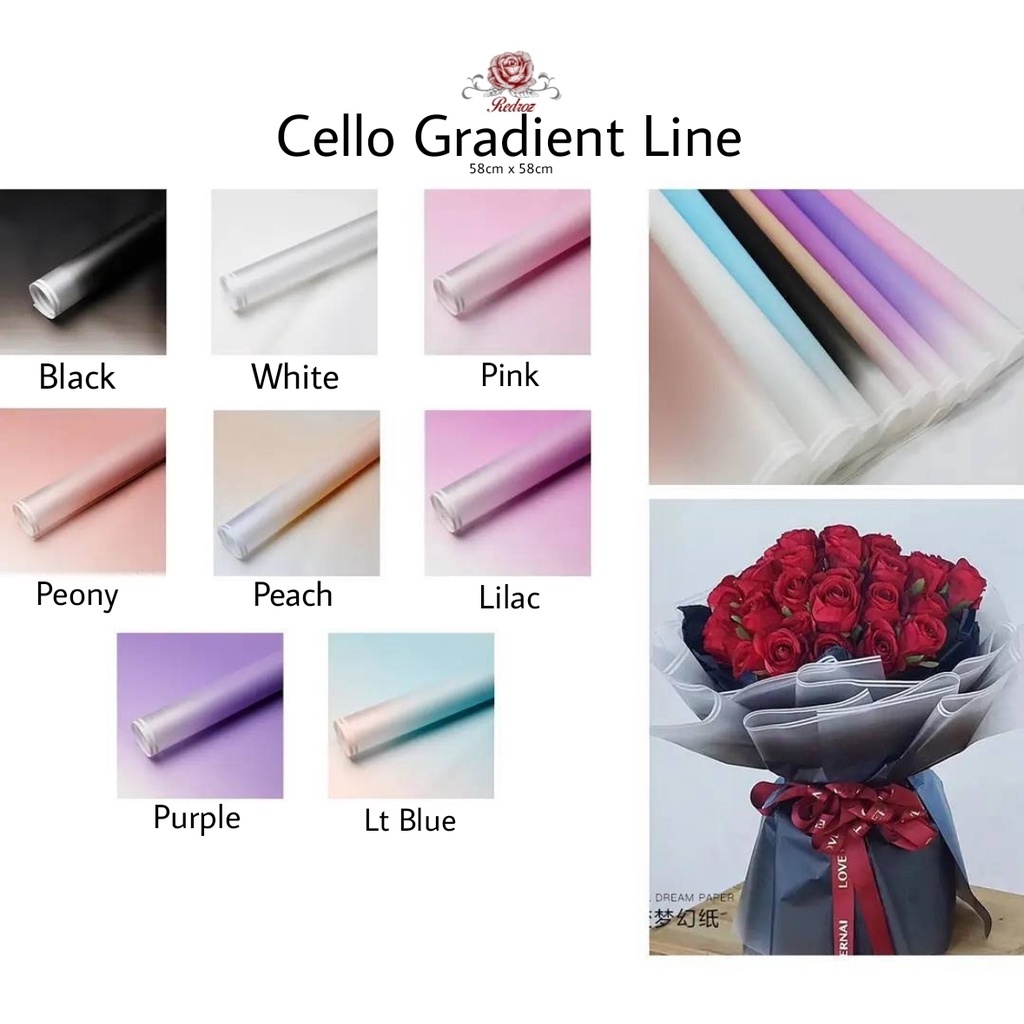 

( 5 Lembar ) Flower Wrapping / Kertas Bunga / Flower Paper Cellophane GRADIENT LINE