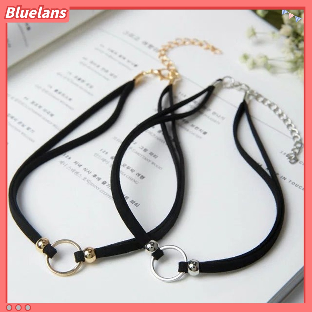 Kalung Choker Bahan Velvet Dengan Liontin Lingkaran Kecil Gaya Gothic Untuk Wanita