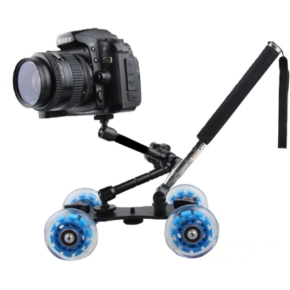 Dolly Slider Kamera DSLR with Magic Arm + Monopod / Roda Kamera