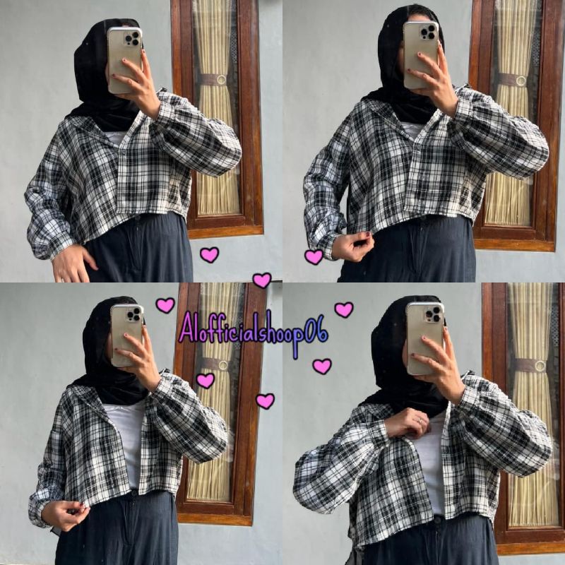 CROP TOP FLANEL / KEMEJA FLANEL WANITA / KEMEJA CROP / KEMEJA WANITA TERBARU-Al 34