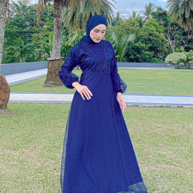 Kebaya Brokat V-Baju Kondangan-Gamis Pesta Brokat Tille Mutiara-Kebaya Jumbo