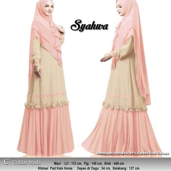SPESIAL ATASAN PAKAIAN WANITA MUSLIM GAUN SETELAN syari syahwa coklat muda baju muslim cerutty premi
