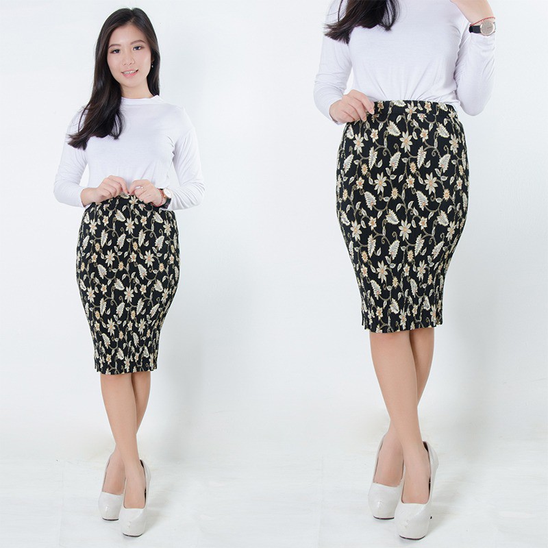 SB Collection Rok Plisket Hariati Pendek Midi Batik Jumbo Wanita