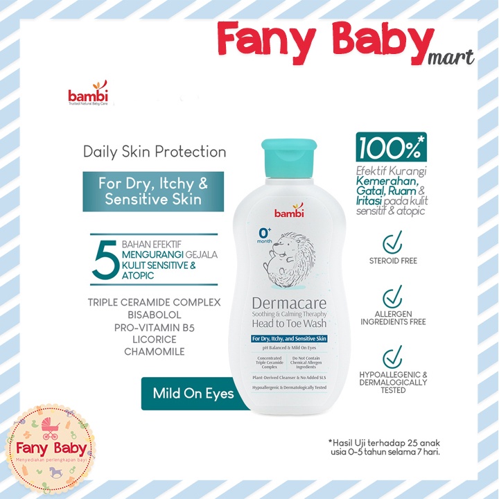 BAMBI BABY DERMACARE DAILY SOOTHING &amp; CALMING HEAD TO TOE WASH 200ML