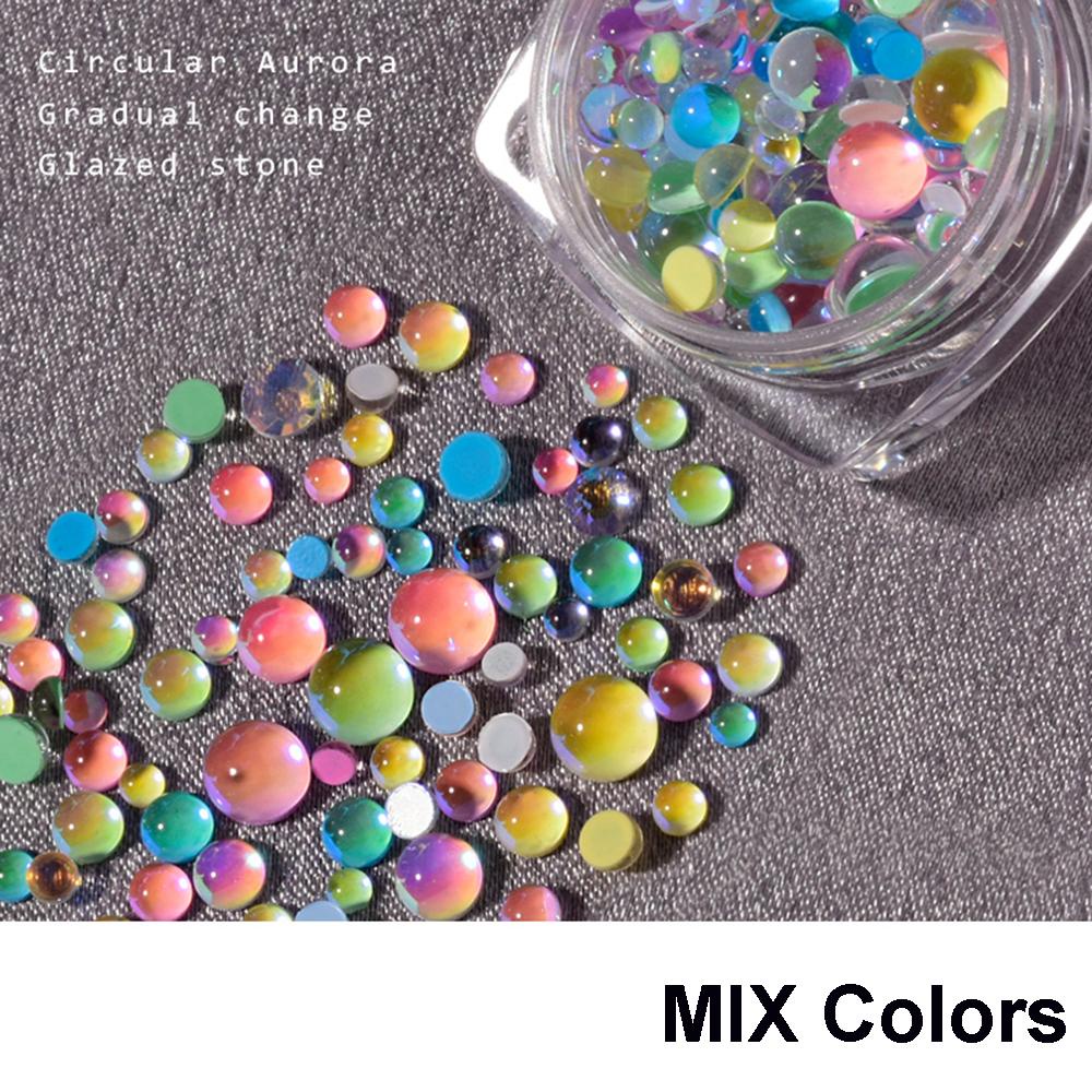 Chookyy 1kotak Kuku Rhinestones Nail Aksesoris Perlengkapan Warna Permen Wanita DIY Manicures Mermaid Dekorasi Kaca Bulat