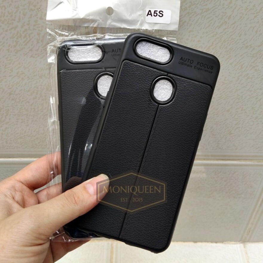 Sopkes Autofokus Cassing HP Kondom Case OPPO A5S / F9 / A12 / A7 Lentur Hitam Bertekstur Condom HP