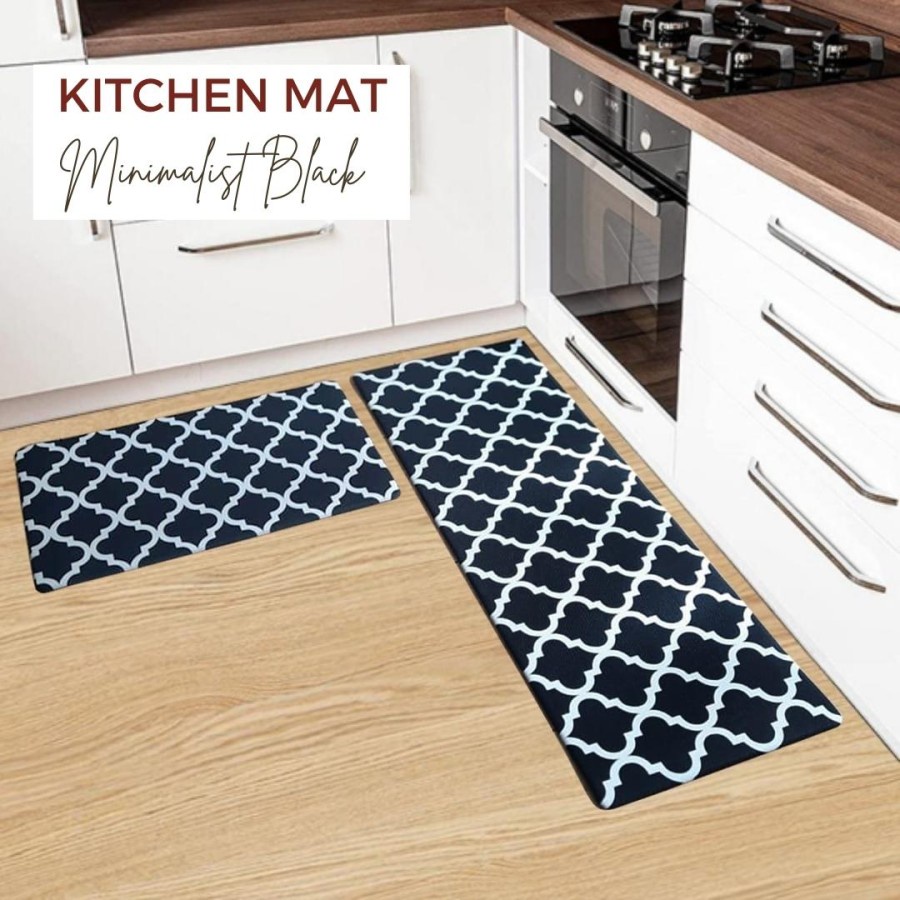 Exclusive Kitchen Mat 2 in 1 Keset Dapur Anti Slip Minimalist Black
