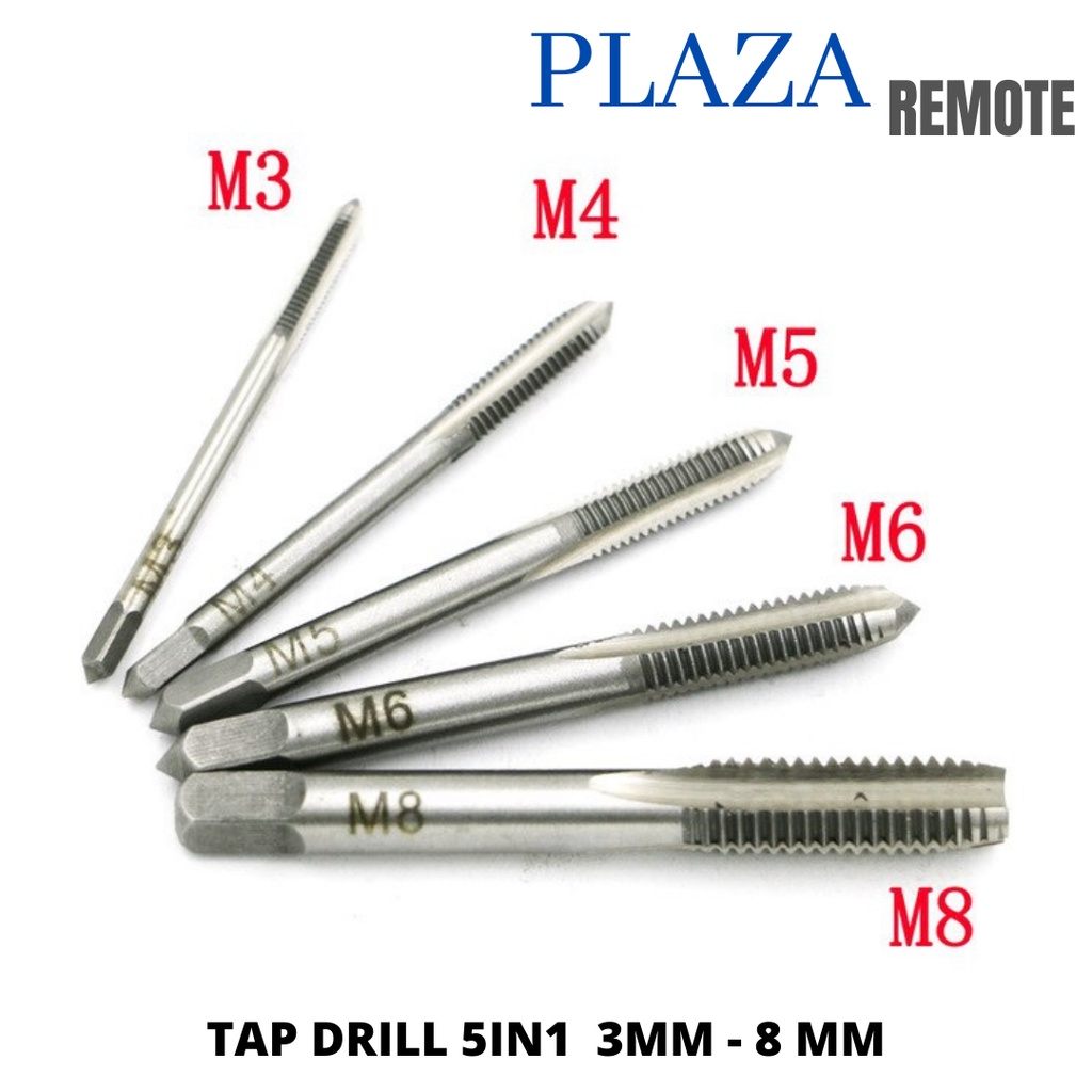 HAND TAP TAB SNEI Pembuat /perbaikan slek Set Mata Bor Tap Metrik M3 - M8 5IN1