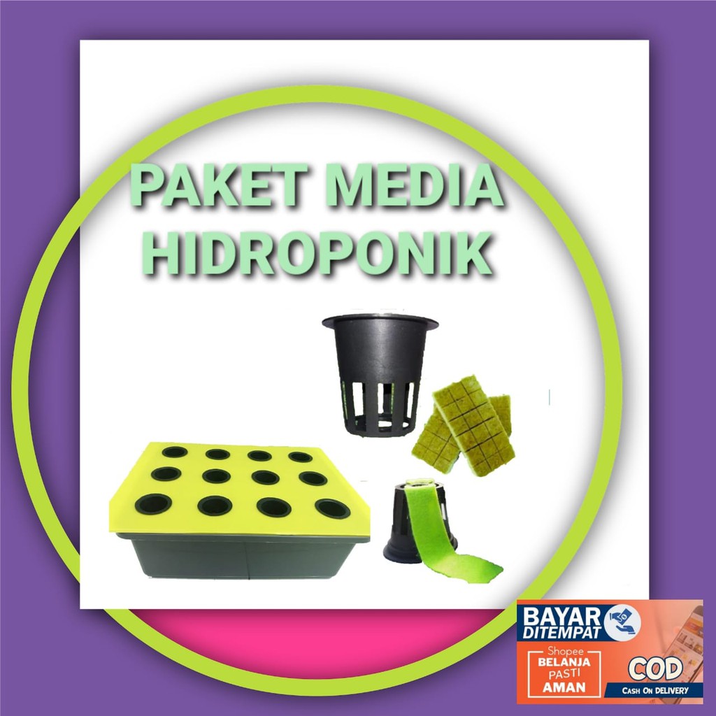 PAKET BAK HIDROPONIK SISTEM WICK IMPRABOARD 9 LUBANG netpot sumbu dan rockwool media tanam sayur