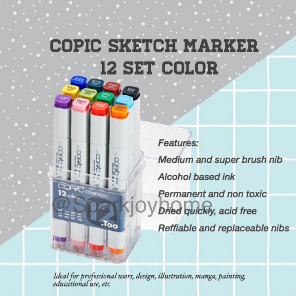 

Copic Sketch Marker Set 12 Basic Color Spidol Gambar Mewarna Menggambar Sketsa Ilustrasi Design Art