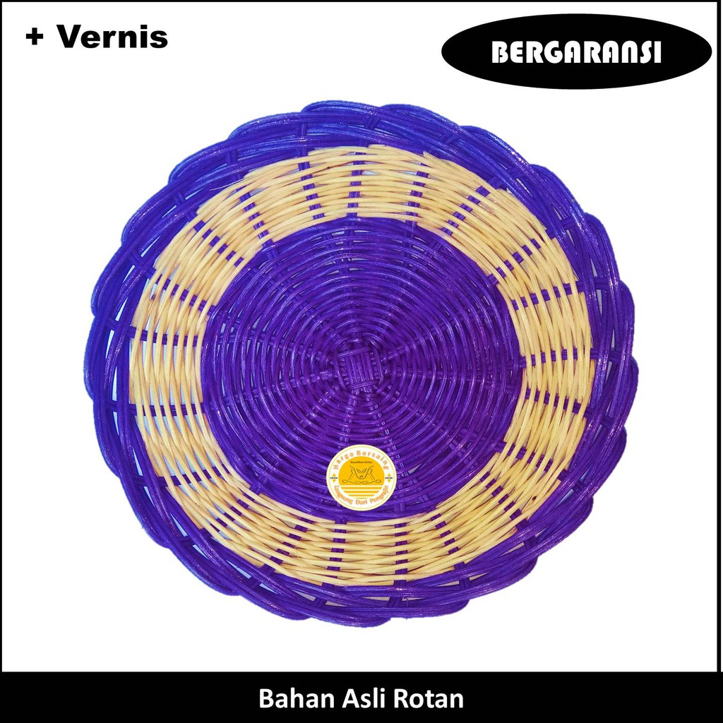 Supplier Piring Vernis Bahan Rotan Asli - Piring Ungu Bahan Rotan - Piring Warna Ungu Asli Rotan