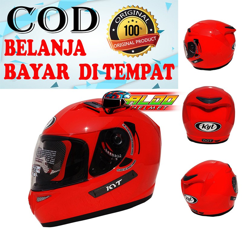 HELM KYT K2 SOLID FIRE RED HELM FULL FACE HELM KYT DOUBLE VISOR HELM TERLARIS