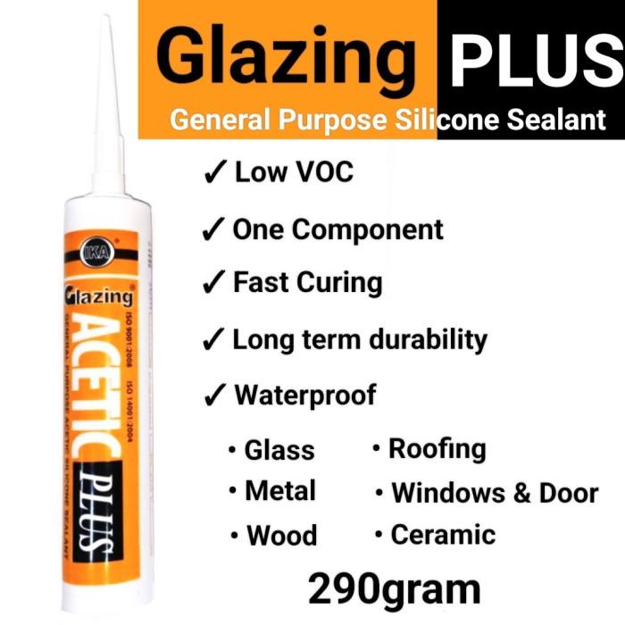 Perekat Lem Kaca/Aquarium/Silicone Sealant Glazing Aceticplus Brown / Coklat