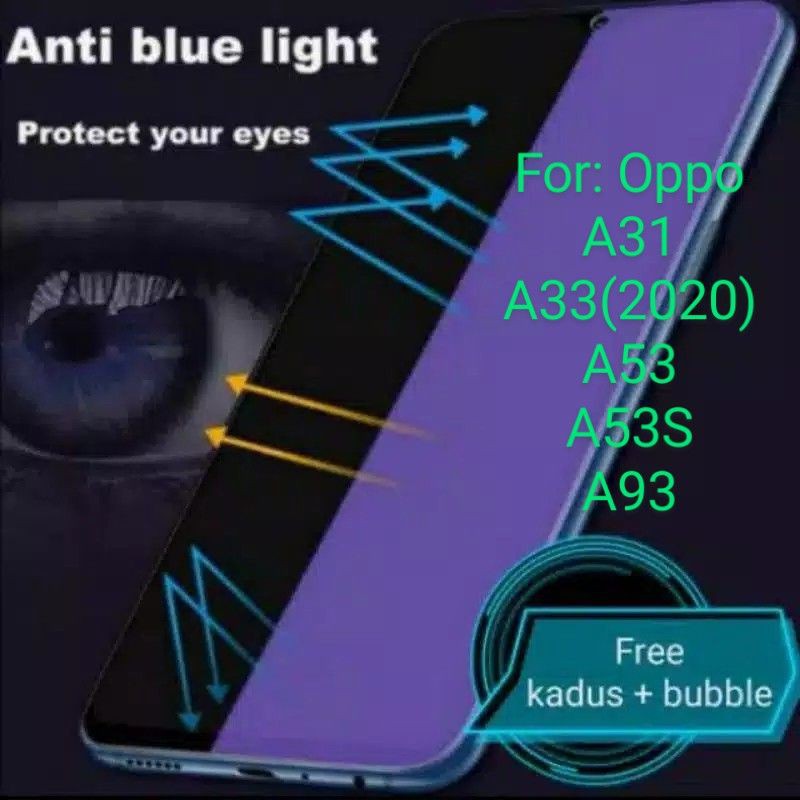 Oppo A31 A33 A53 S A93 Antigores Tempered Glass Anti Blue light Screen Guard protector TG