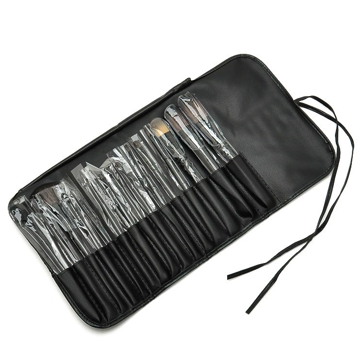 Kuas Make Up Cosmetic Brush 15 Pcs with Pouch Professional Brushes Makeup Set Kit Tool Brushes Super Soft Pouch Kosmetik Peralatan Kecantikan Wanita Profesional Bulu Halus Lembut Dandan Wajah Maksimal - Hitam