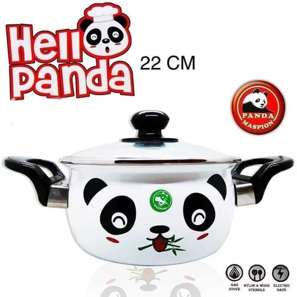 Panci Hello Panda 22 Cm Tutup Kaca