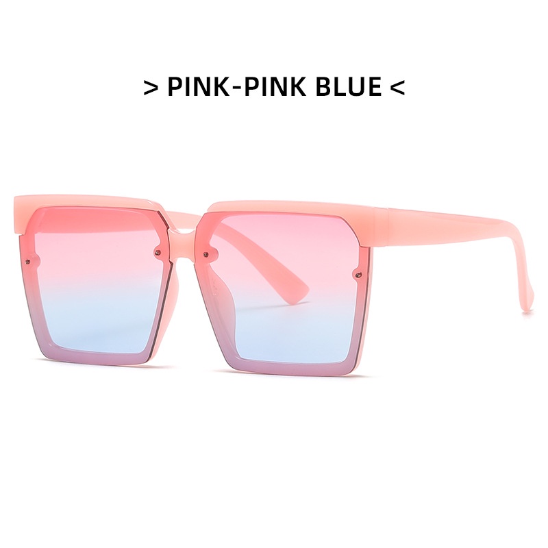 Kacamata Hitam UV400 Bentuk Kotak Oversized Warna Gradasi Gaya Retro Untuk Pria Dan Wanita