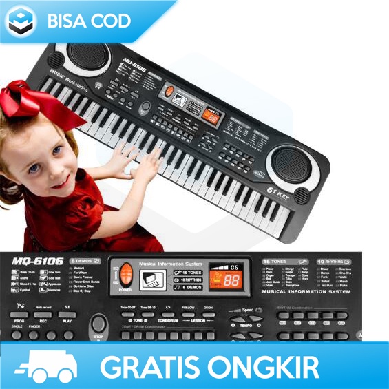 KEYBOARD PIANO ELEKTRIK DIGITAL ORI BY TAFFSTUDIO MQ-6106 WITH 61 KEYS