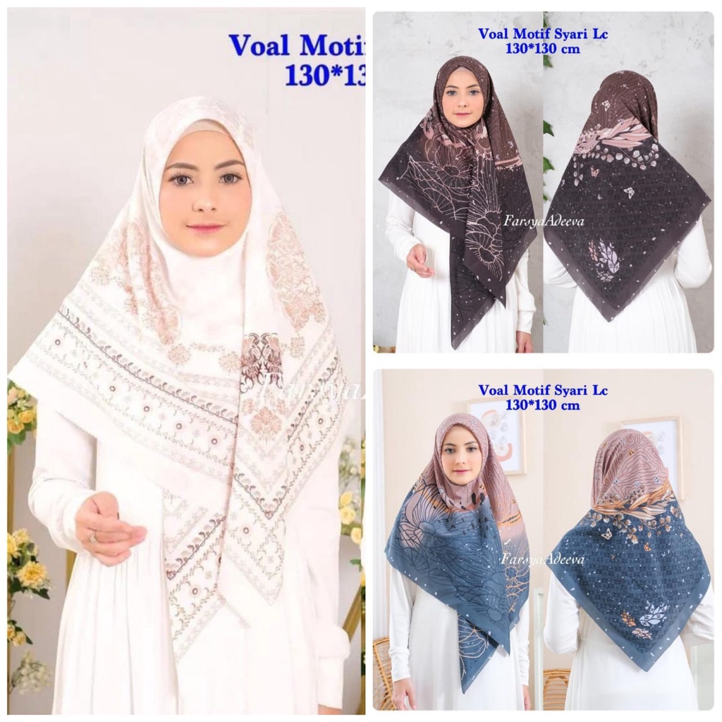 Hijab Motif Syari Terbaru Segiempat motif syari Lasercut 130x130  Hijab Voal Syari safa hijab motif Seragam