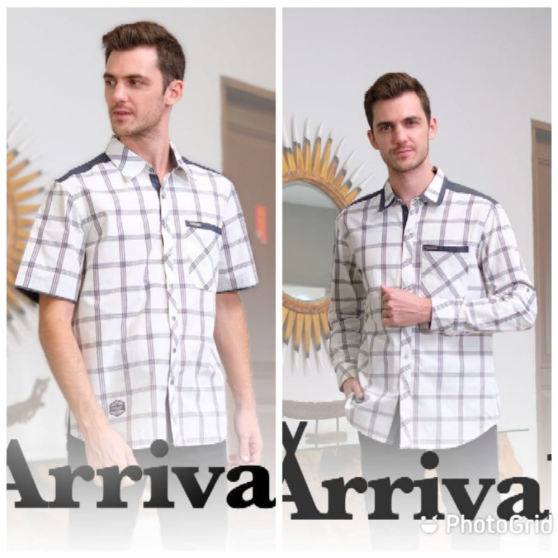 COD/Kemeja Lengan Panjang/kemeja Lengan Pendek/Kemeja Mutif Man Stone Plaid White-Folkstone