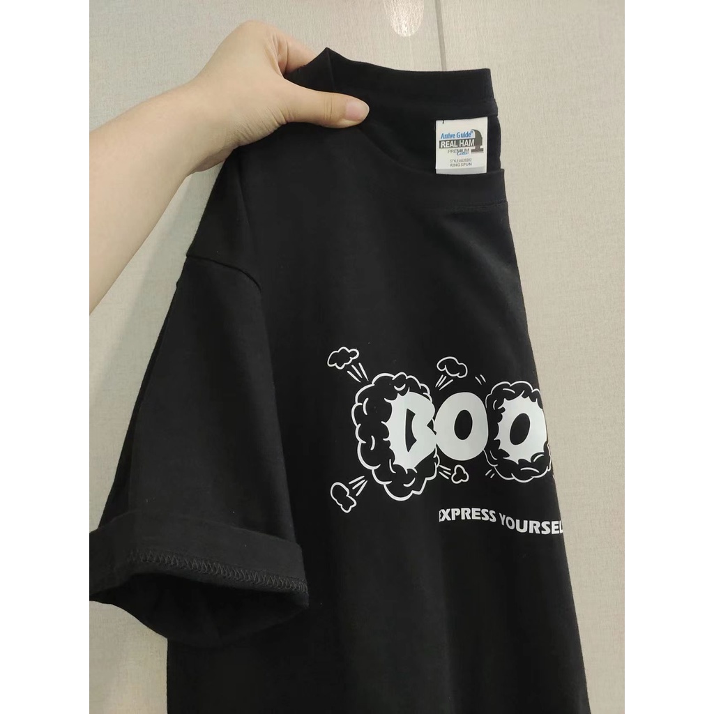 kaos wanita hitam/bunga tulip T-shirt fashion impo/baju atasan cewe oversize(realpict)